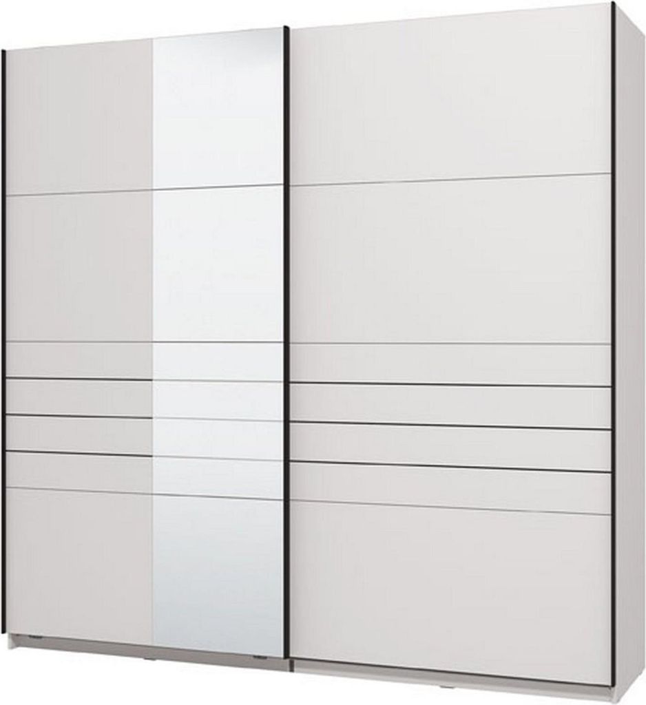D-Mora Großer Garderobenschrank "Spartan" 220x218 cm Mattweiß, Kleiderstange, 2 Einlegeböden