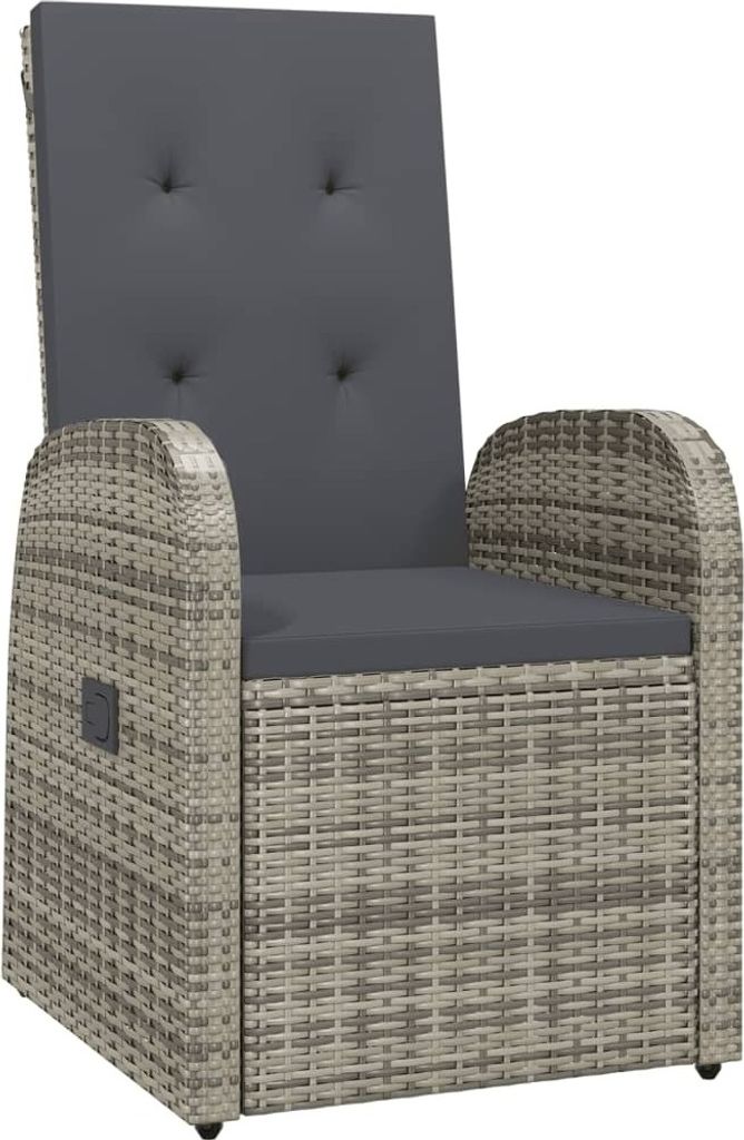 Möbel Outdoor-Stuhl/Picknickstuhl - Garten-Liegestühle 2er Set - Gartensessel - mit Auflagen Poly Rattan Grau - 57x69x106 cm Top6920211