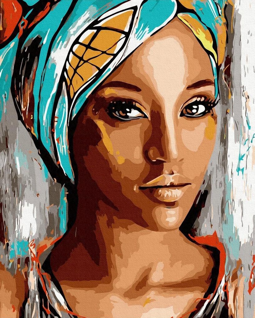 Malen nach Zahlen: Frau mit Turban, 50 x 40 cm, auf Rahmen, kreativ