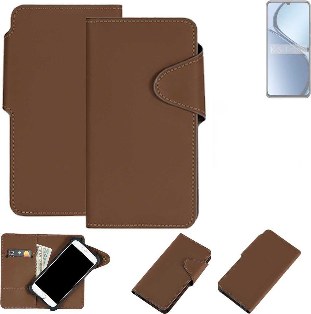 K-S-Trade Schutzhülle Klapphülle Kunstleder kompatibel mit Realme C65s braun Handy Hülle Wallet Case