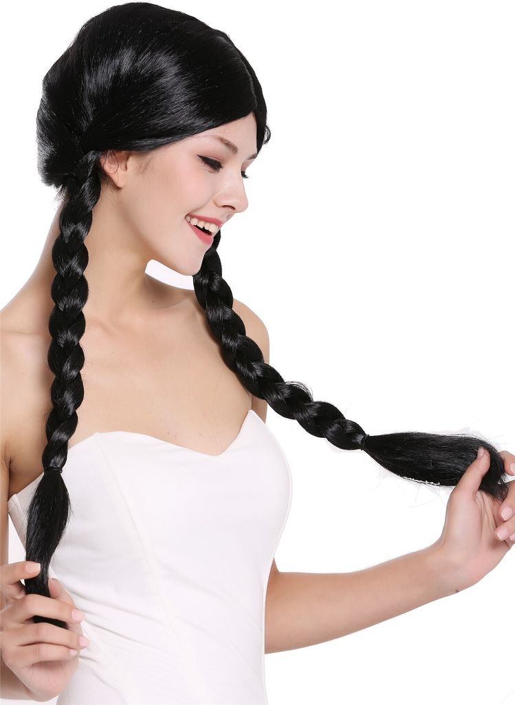 WIG ME UP Karnevalsperücke Schwarz – Geflochtener Dutt, Elastisches Haarnetz, Für Trachten & Fasching