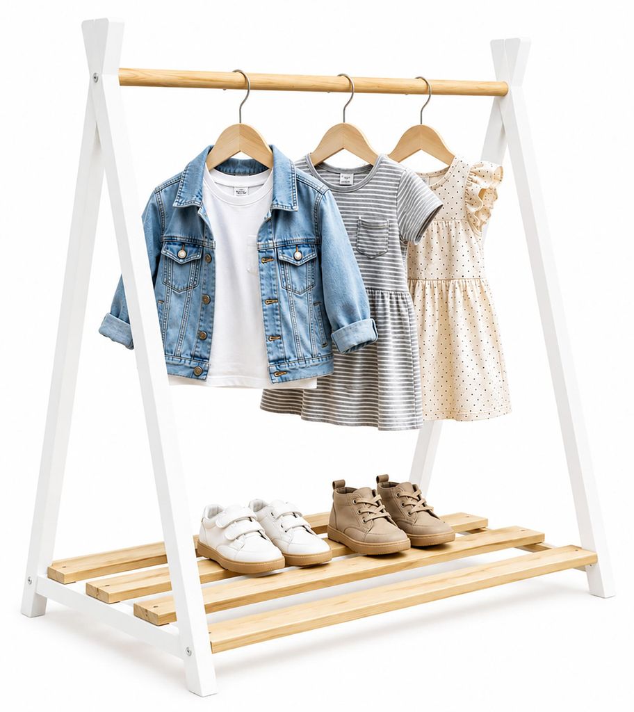 Relaxdays, appendiabiti per bambini, in legno di pino, con Immagine del prodotto 
