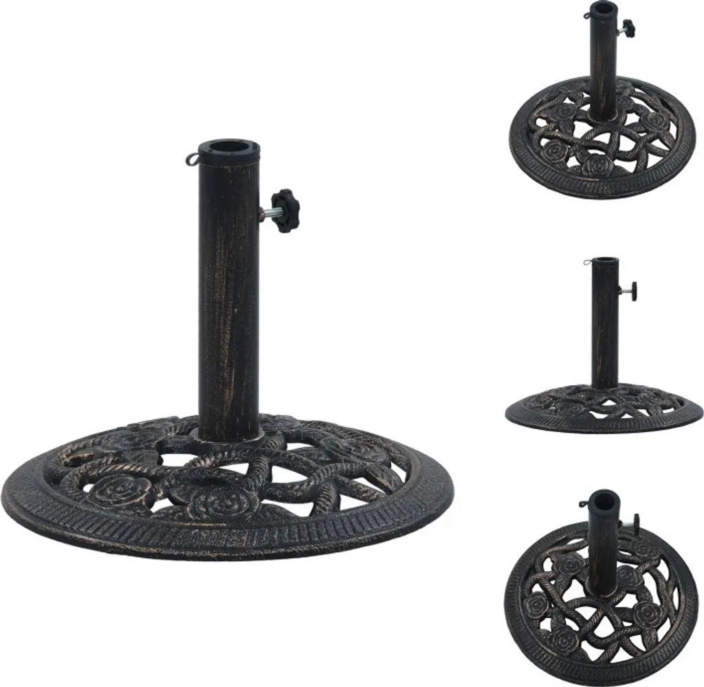 vidaXL Supporto per ombrellone bronzo nero 9 kg 40 cm in ghisa - Supporto per ombrellone