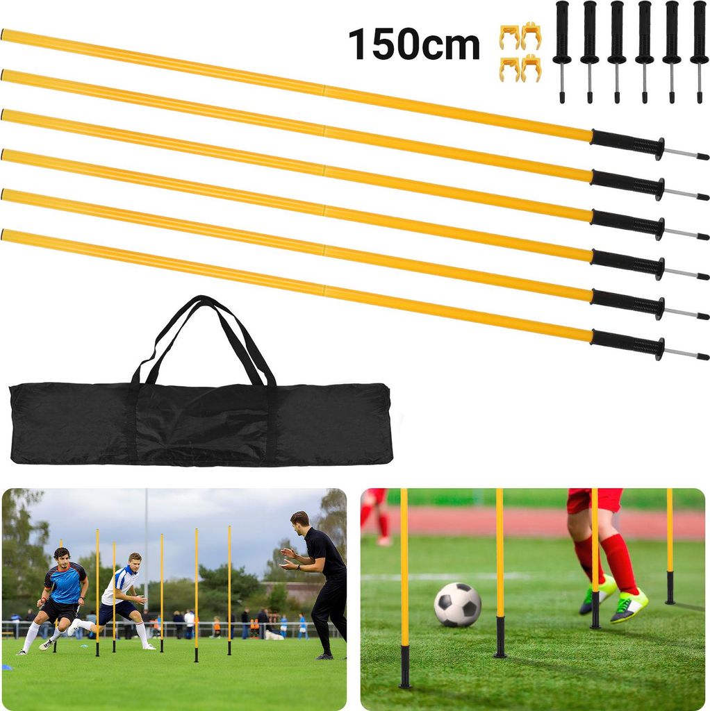 Jayseuw 6x Slalomstangen Fussball 1,5 m sprunghafte Produktbild 