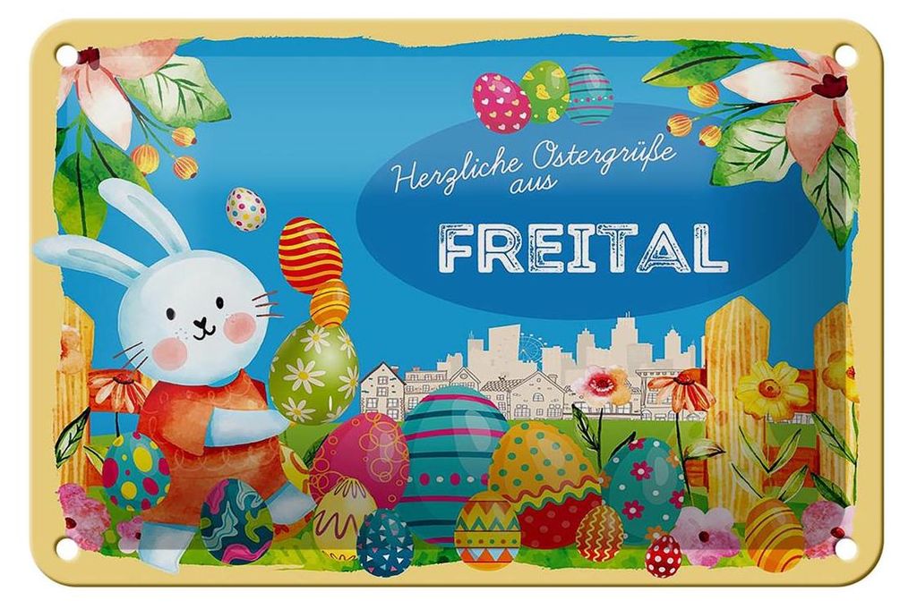 Blechschild Ostern Ostergrüße 18x12cm FREITAL Geschenk Deko Produktbild 