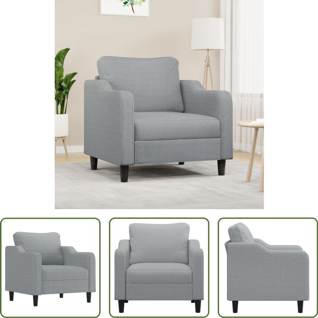 The Living Store Sessel Hellgrau 60 cm Stoff