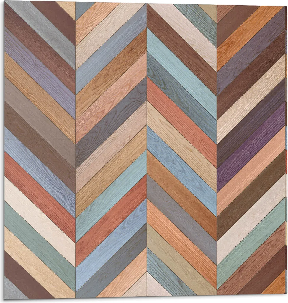 Rivestimento Murale Autoadesivo Legno Chevron 50x50 cm Design 3D