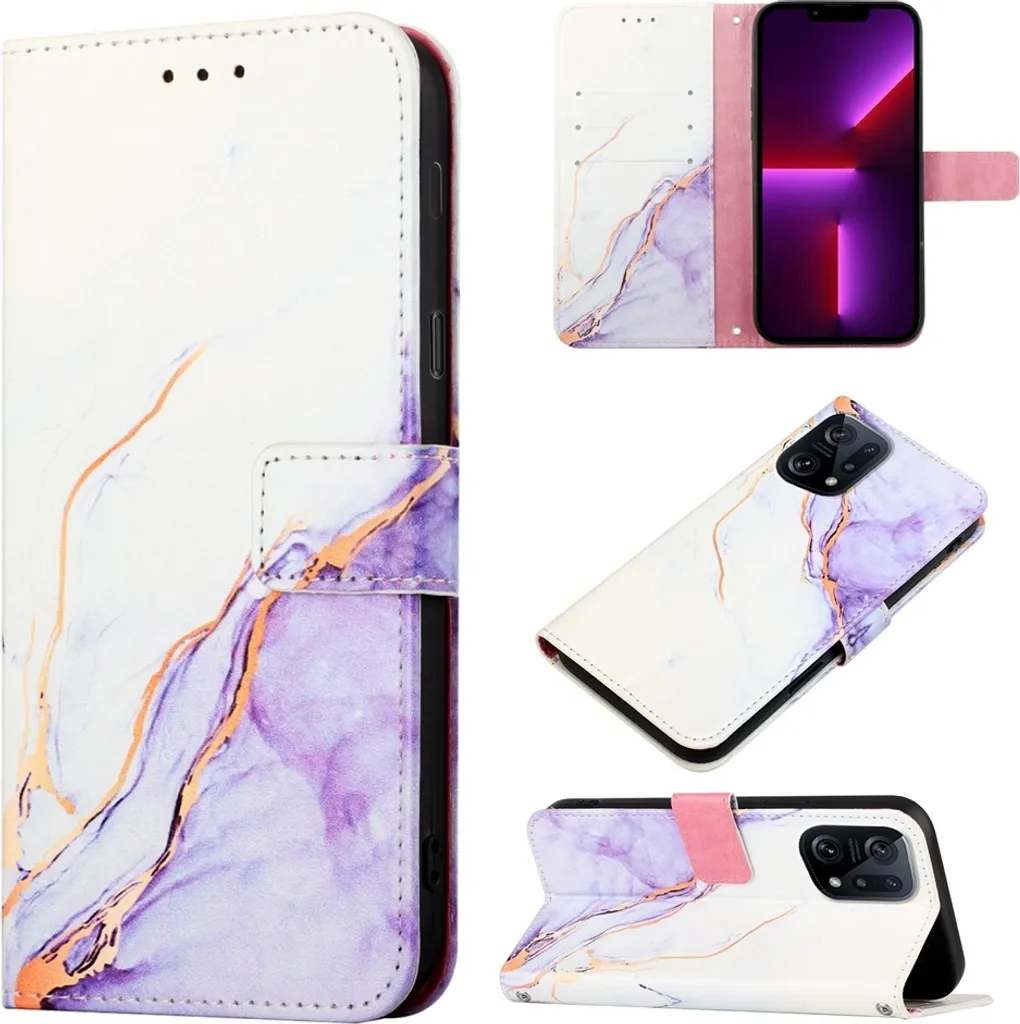 Custodia Business OPPO Find X5 Marmo Bianco Viola | Professional Look
