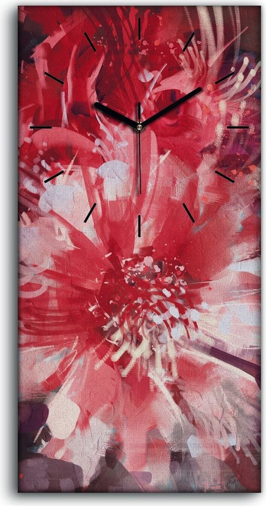 Küche Wohnzimmer Wand Leinwand Uhr 30x60 Gemälde Abstrakte Blumen Pflanzen - schwarze Hände