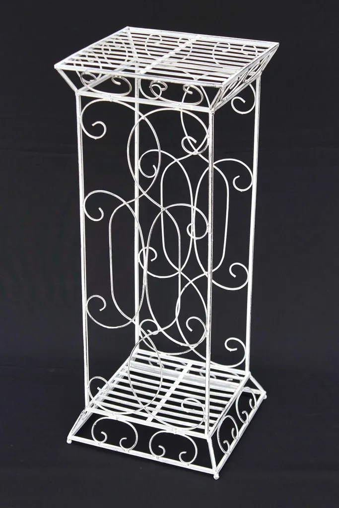 Support fleurs métallique blanc 77 cm design géométrique et robuste