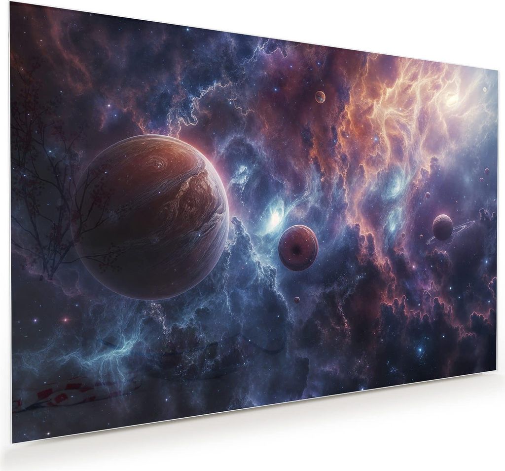 Glasbild 90x60cm in XXL für Wohnzimmer, Schlafzimmer Motiv Galaktische Welten