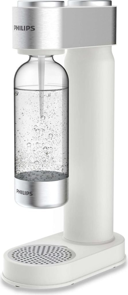 PHILIPS AQUA Soda Maker Wassersprudler + 425 g CO²-Zylinder + 1 PET-Flasche 1 Liter, weiß