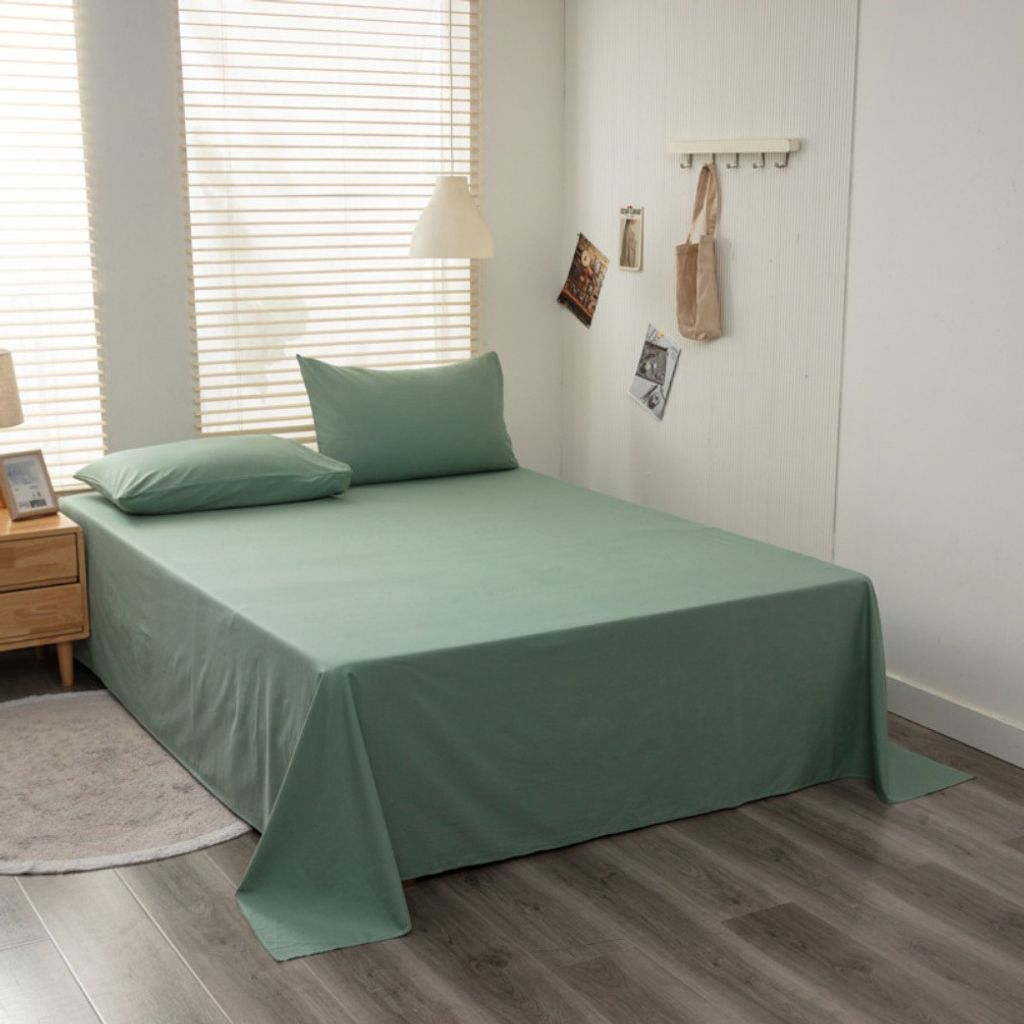 Baumwoll-Bettlaken In Voller Größe, Atmungsaktive Und Hautfreundliche Schlafbettlaken, Ohne Kissenbezüge (245x270cm, Minze)