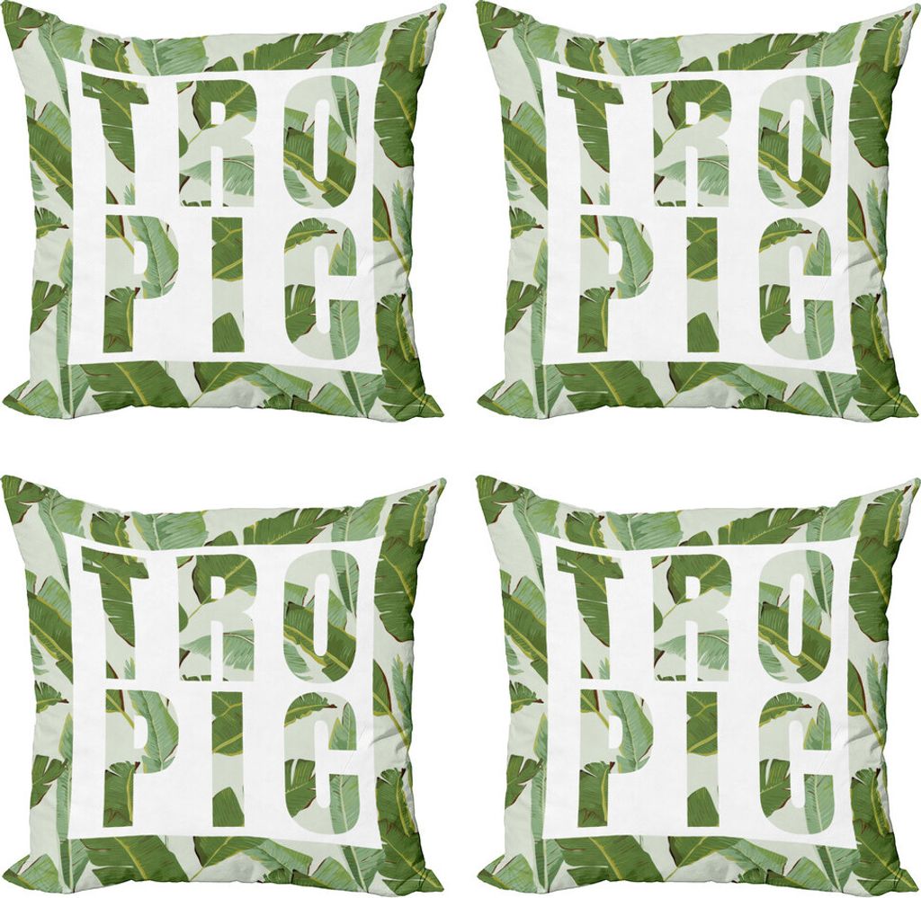 ABAKUHAUS Grün Kissenbezug Set (4 Stück), Perennial Sträucher Dreamy, Moderner Doppelseitiger Digitaldruck, 60 cm x 60 cm, olivgrün