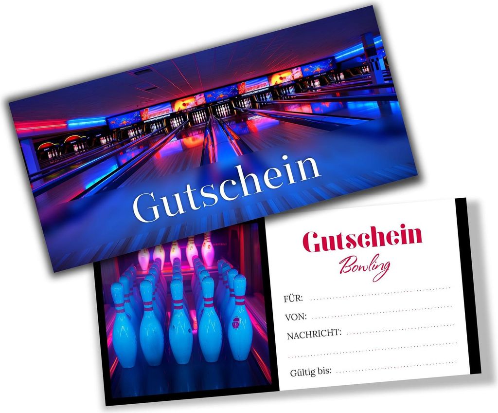 itenga Geschenkgutschein Fotodesign - Motiv BOWLING Postkarte zum Ausfüllen 21,0 x 9,8 cm