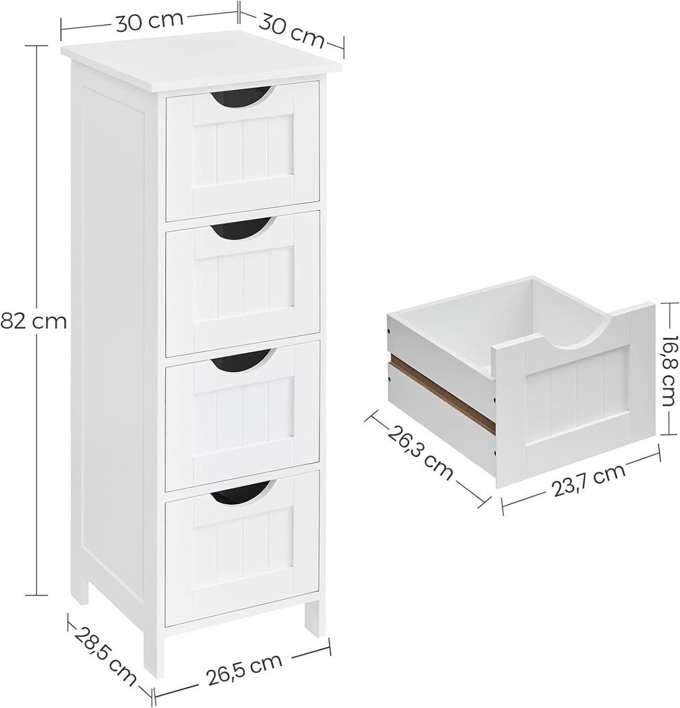 Bealife Nachttisch mit 4 Schubladen, Schmaler Produktbild 