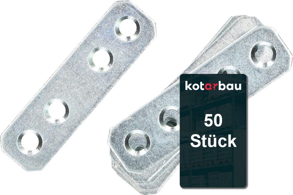 KOTARBAU 50er Set Lochplatten 60 x 16 mm Verzinkt Silber Flachverbinder Holzverbinder Innen – Außenbereich Lochplatte Stahlverbinder Lochblech...