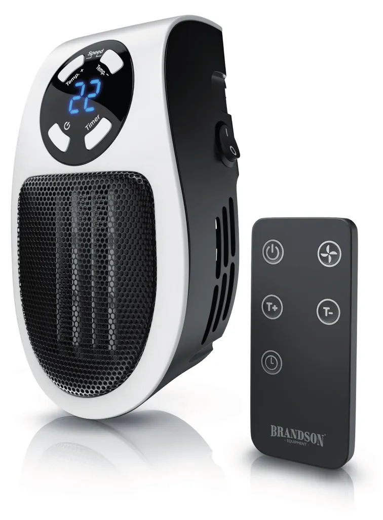 Brandson 500W Radiateur soufflant céramique noir avec télécommande