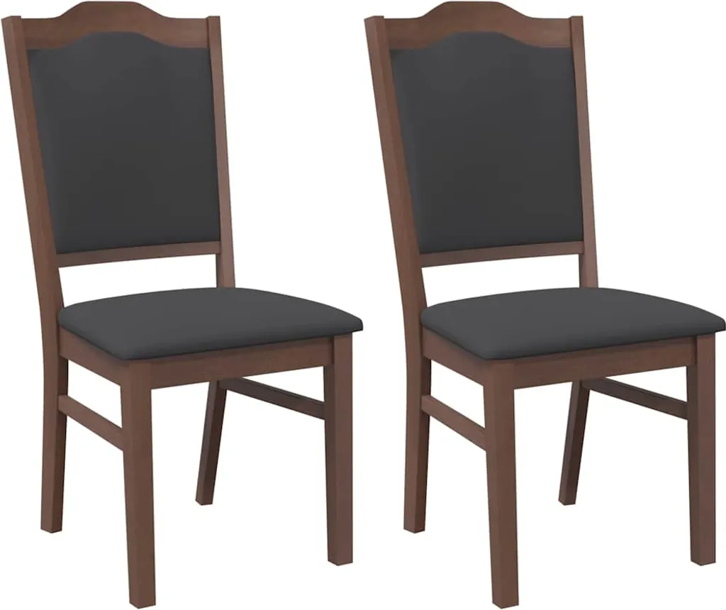 vidaXL Sedie da Pranzo Marroni in Legno di Gomma con Cuscini - Set 2