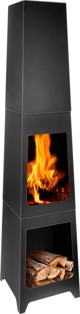 Cheminée de Jardin BBQ Collection - Four à Bois 36x36x150cm en Acier Noir
