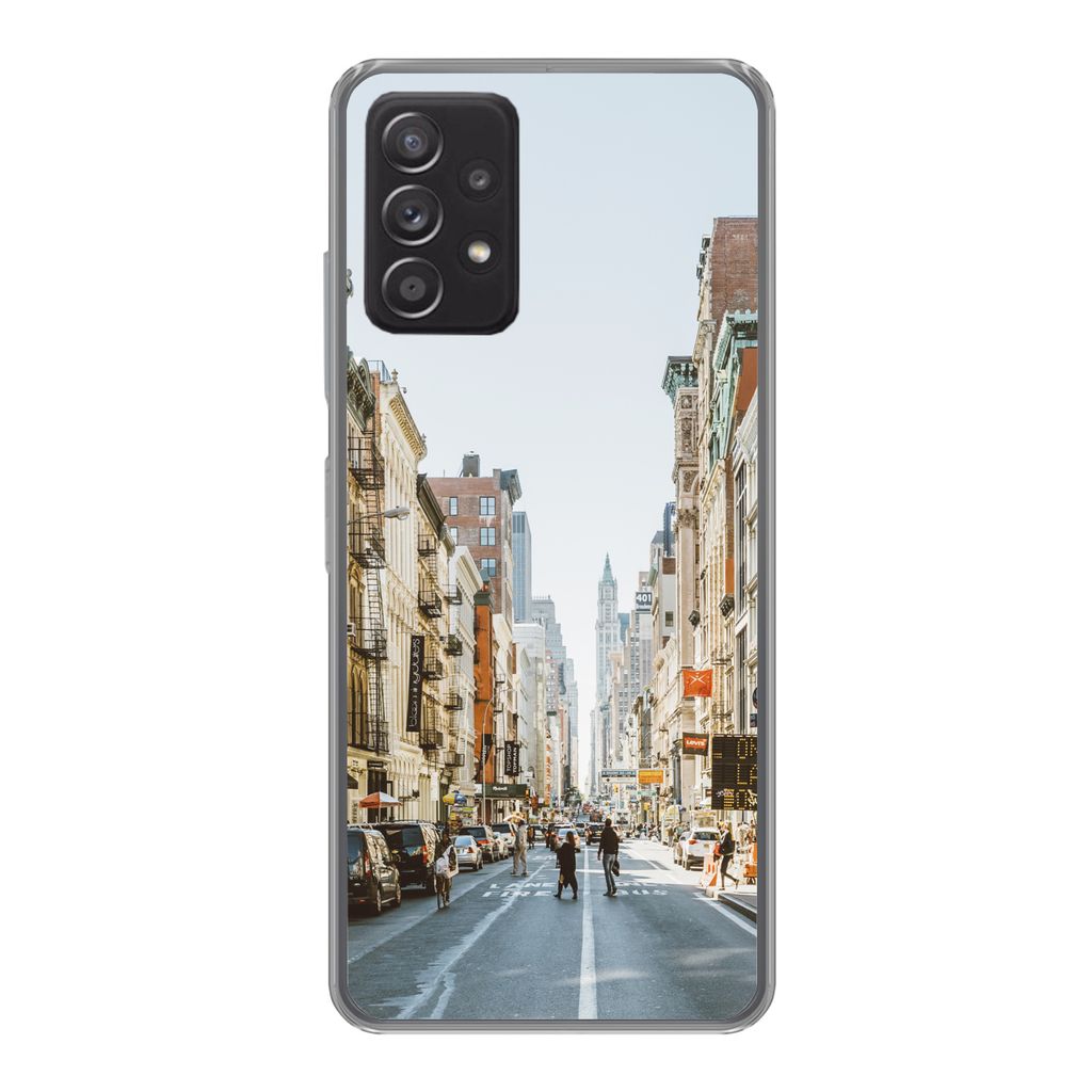 MuchoWow Handyhülle Schutzhülle Hülle für Samsung galaxy a73 Belebte Straße in New York Silikon Softcase Handy Hülle - Handyhülle