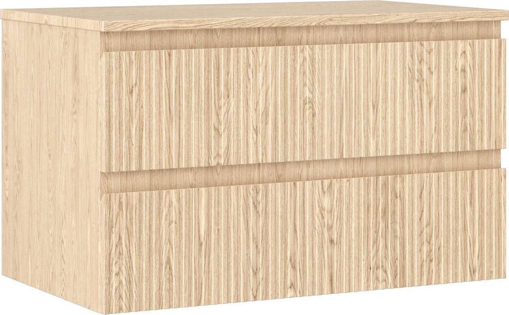 Mexen Rivel Badezimmer-Unterschrank 80 cm mit Arbeitsplatte, 2 Schubladen, geriffelt, Eiche - 91A20-08047-2-BFFC81