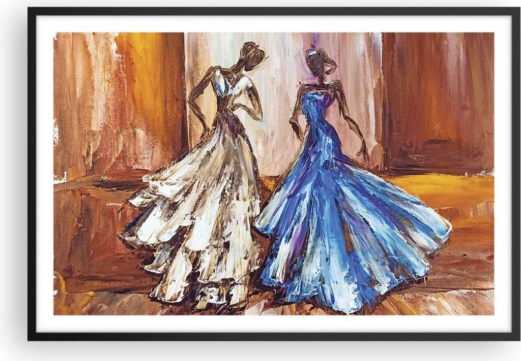 Gerahmtes Poster - Schwarzer Rahmen - Frauen Kleider Öl - 91,5x61 cm - Wand Bild - Wanddeko - Wandbilder - Kunstposter - Wandposter - Bilderrahmen...