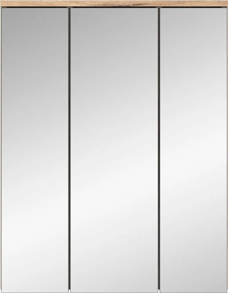 Ensemble salle de bain SEL meuble vasque et armoire LED gris et chêne - 4