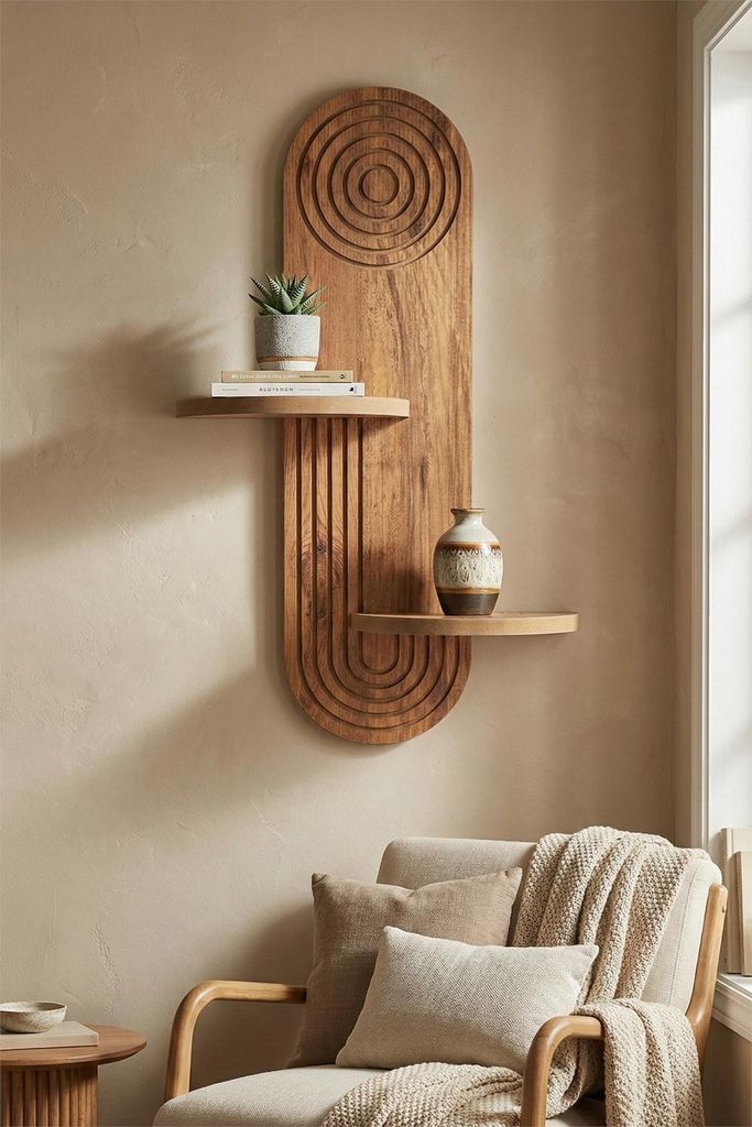 Skye Decor, Wandregal aus 100% MDF, Eiche, 26 x 35 x 13 cm | 18 mm dick | Moderner skandinavischer Stil, geometrisches Design | Perfekt für jedes ...
