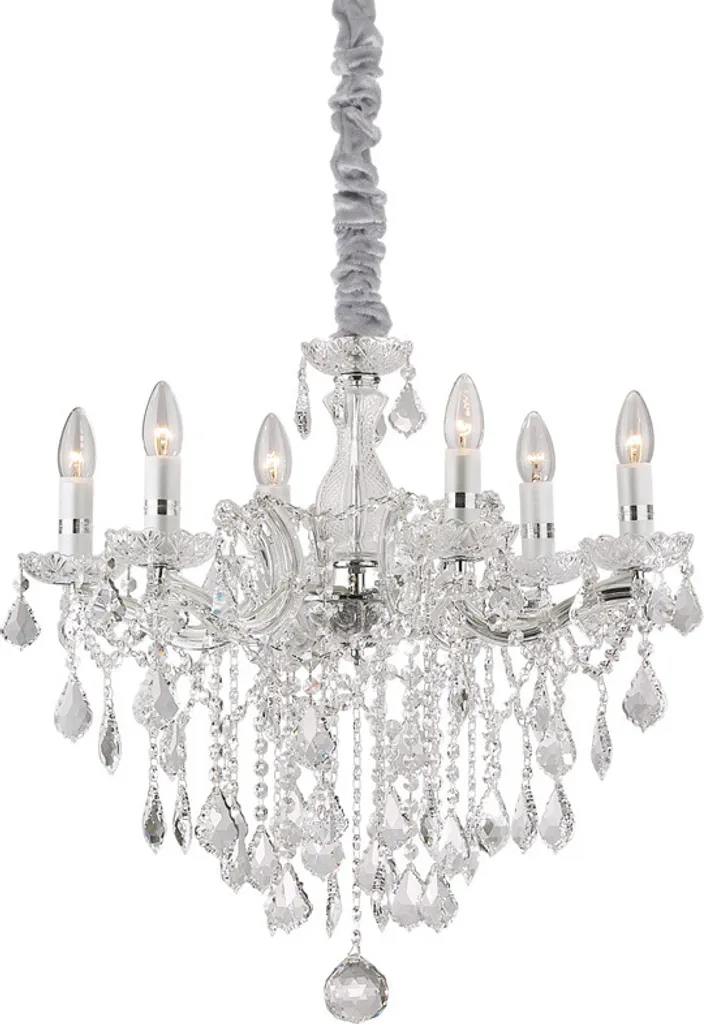 Lustre de salon FLORIAN SP6 en chrome - Idéal pour salle à manger chic