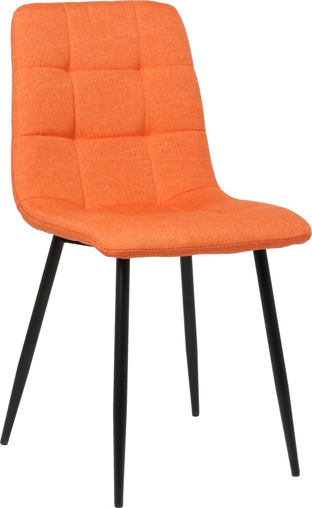 TPFLiving Esszimmerstuhl Till Stoff Gestell Metall matt schwarz orange