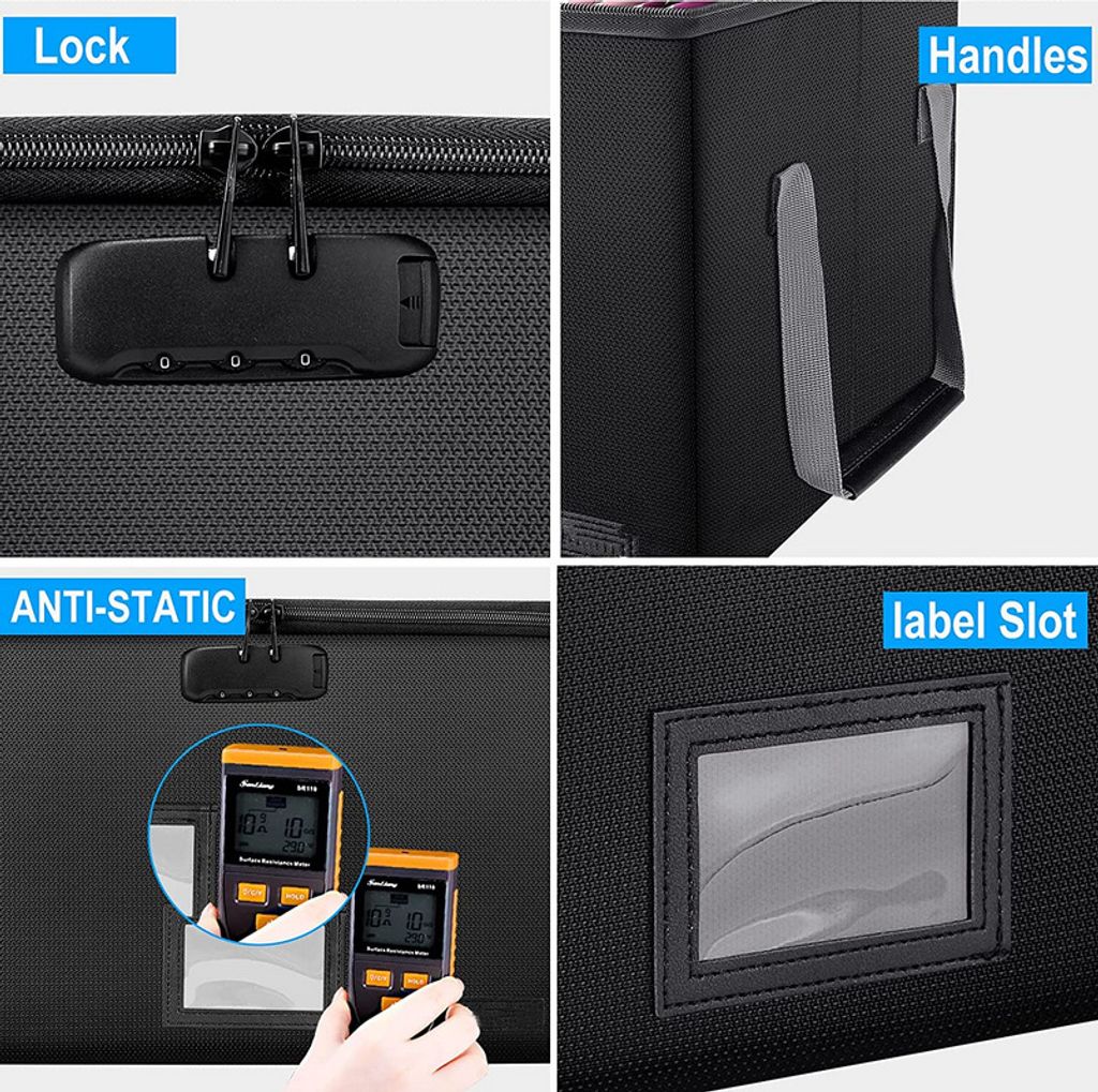 Hanured Feuerfeste Dokumententasche A4 - Wasserdicht Mit Zahlenschloss