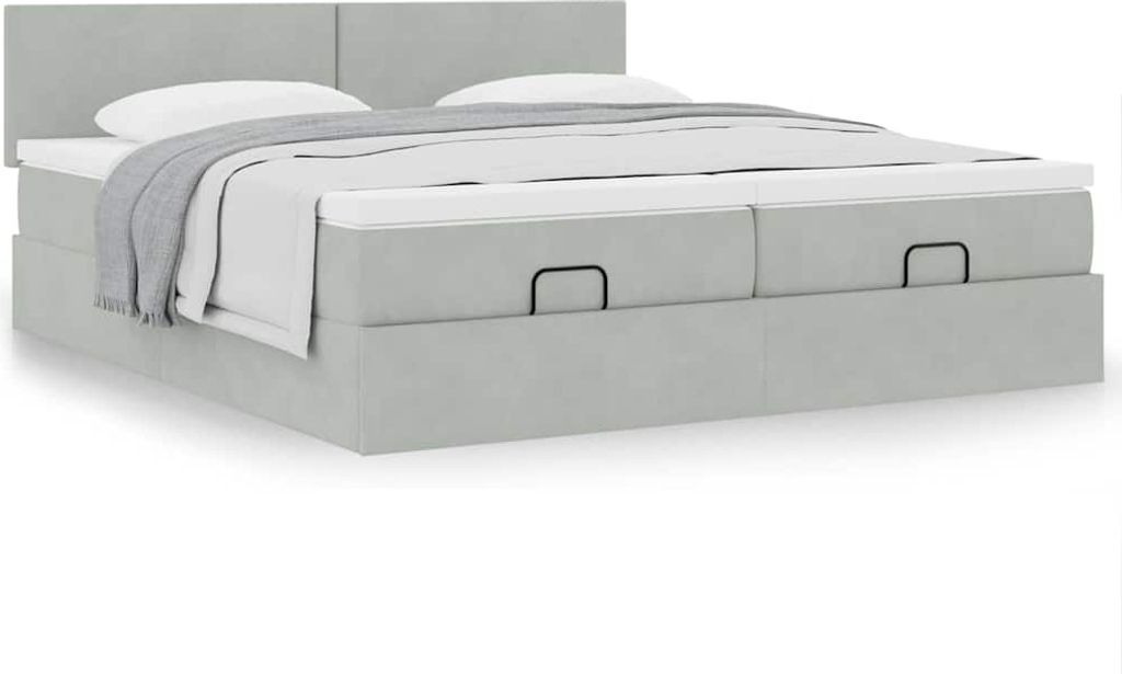 Maison Exclusive - Ottoman-Bett mit Matratzen Hellgrau 200x200 cm Samt