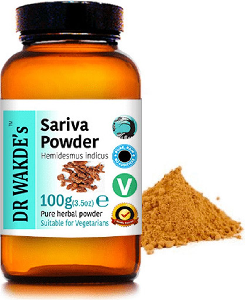 DR WAKDE'S Sariva Pulver (Anantmoola | Hemidesmus indicus) - 100 g (3,5 Unzen) | Rein, Raw & Getrocknetes Pulver | Ayurveda-Kräuter | Vegan | Nichts