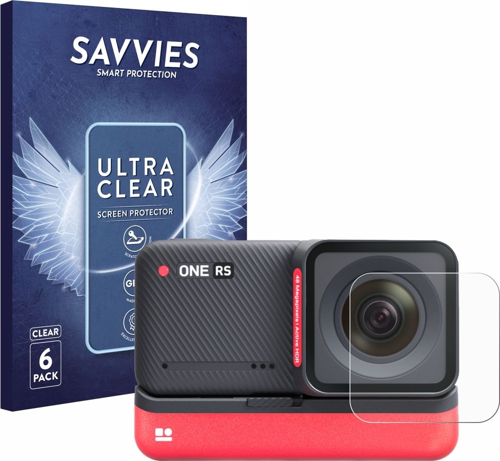 6x Für Insta360 One RS 4K Edition (Linse) Schutzfolie Savvies Displayschutz Display Schutz Folie Klar Transparent