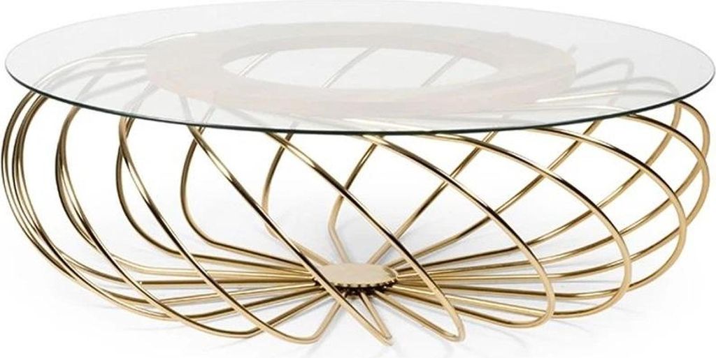 Edelstahl Couchtisch mit Glasplatte modern und elegant Produktbild 