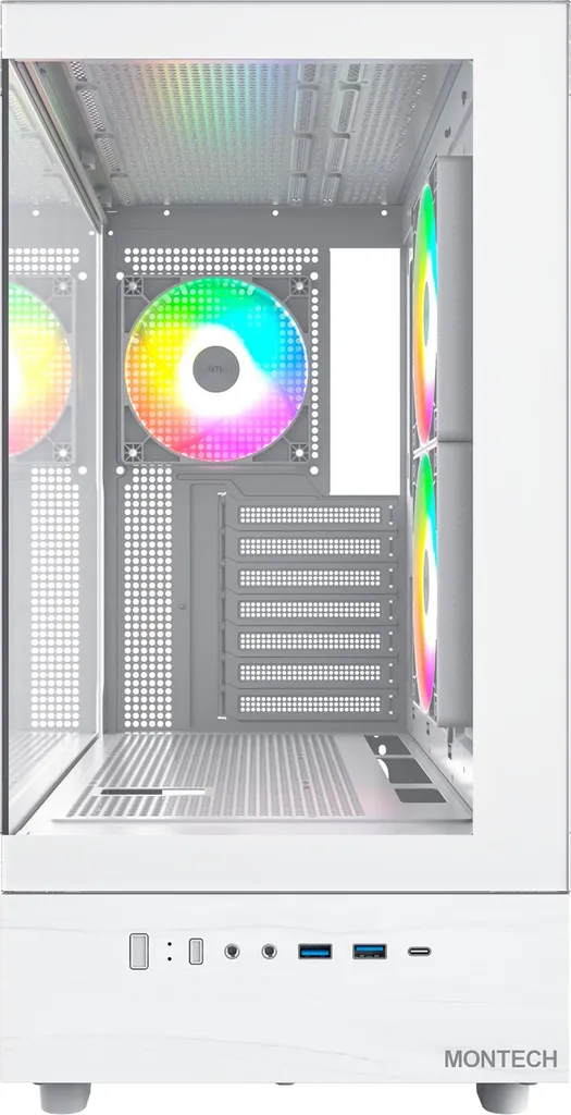 Boîtier PC Moyen Tour Blanc MONTECH XR avec Double Paroi en Verre