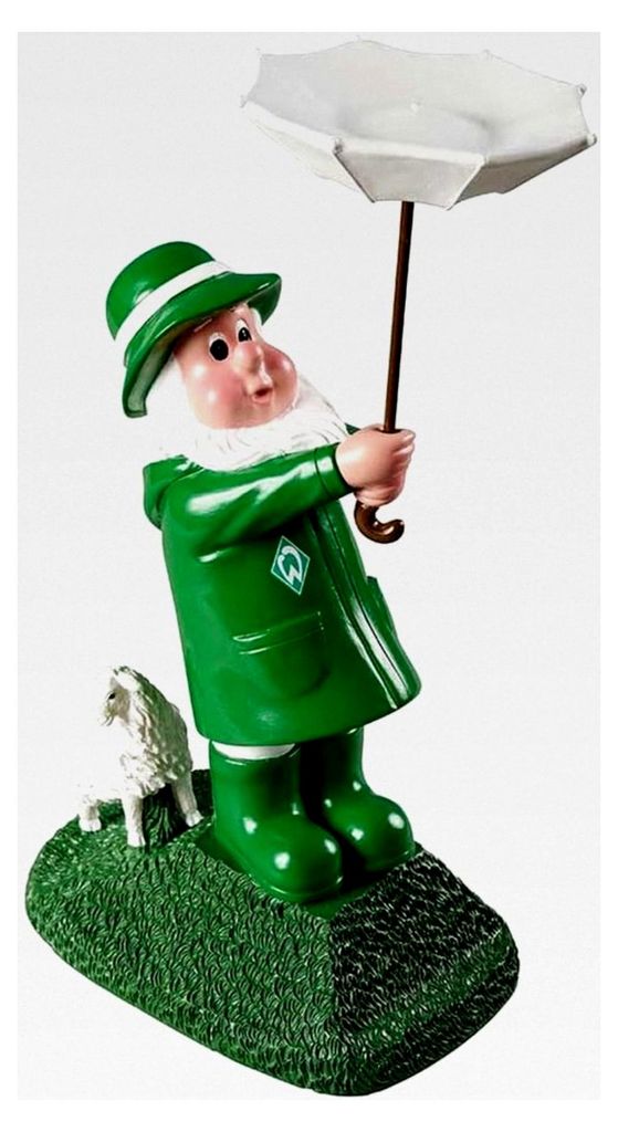 Gartenzwerg im Regenoutfit