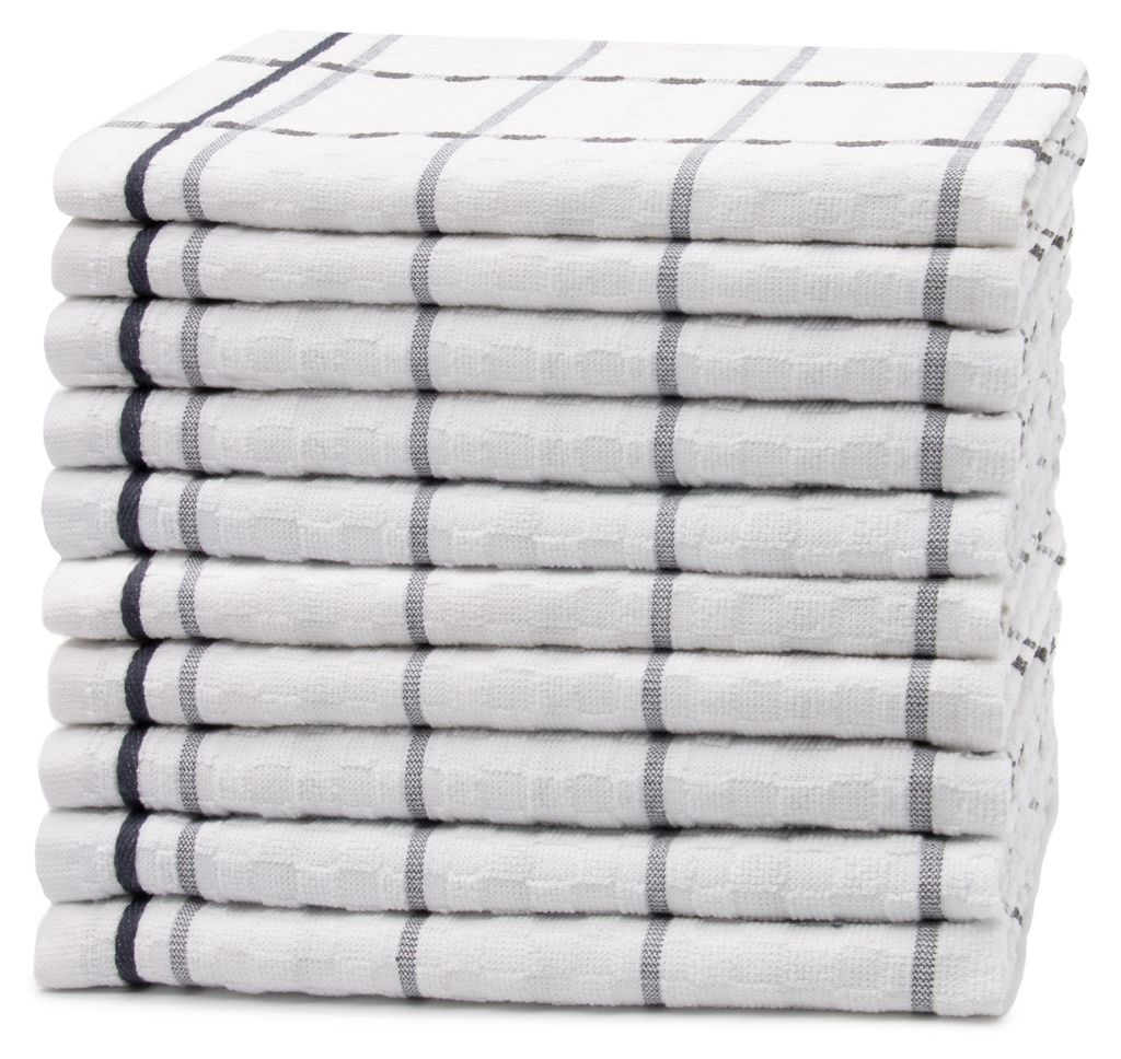 10er Set Geschirrtücher, 100% Baumwolle, ca. 45x60 cm, weiß Produktbild 