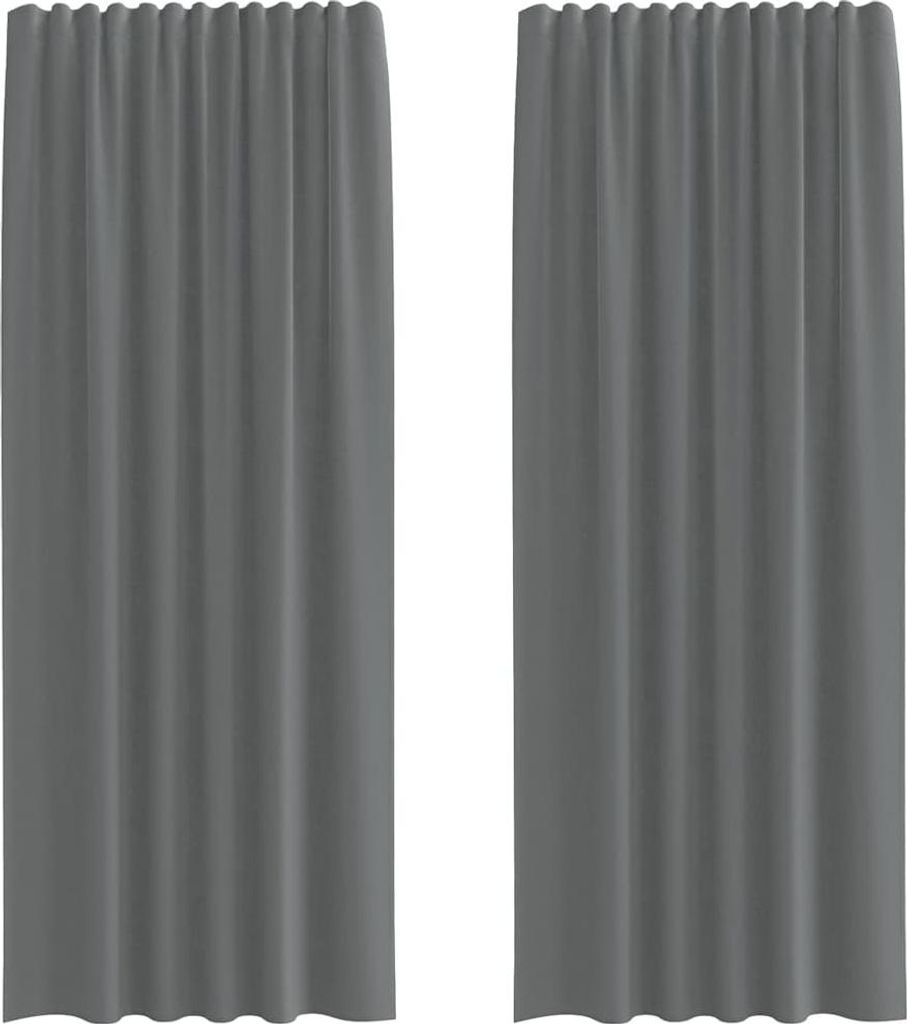 vidaXL Voile Vorhänge mit Stangentaschen 2 Stk. Dunkelgrau