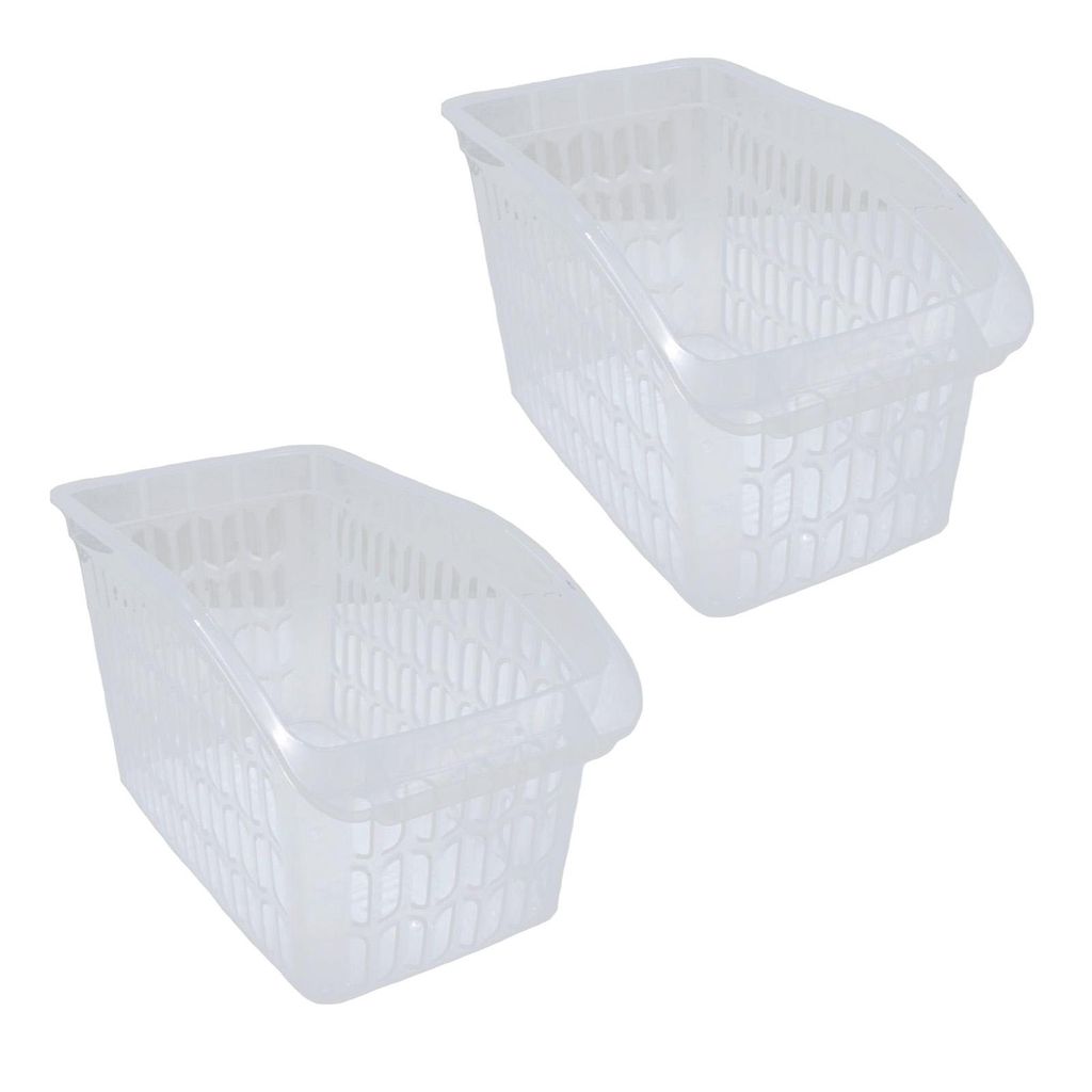 2er Set Aufbewahrungskorb Transparent 17,5 x 29 x 17,5 cm Schrankkorb Regal Organizer Aufbewahrungsbox Ordnungskorb Kunststoff
