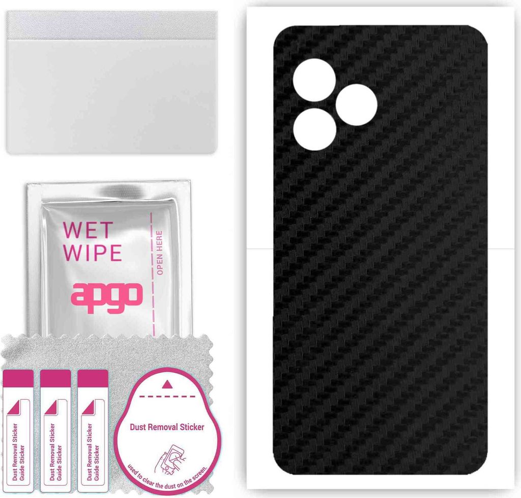 apgo Rückseite Schutzfolie, Skin, kompatibel mit Xiaomi Poco M6 4G, Hinten Displayschutzfolie aus Vinylfolie, kratzfest, einfache Montage - Schwar...