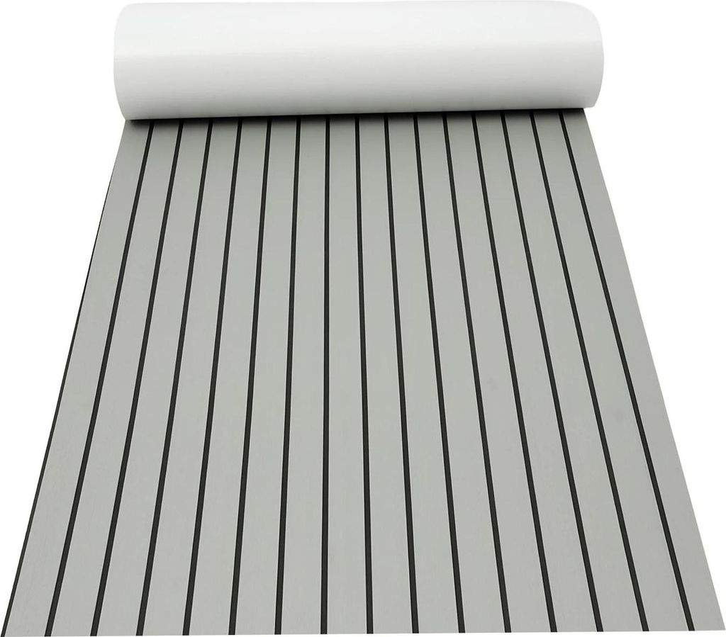 Bootsdeck-Matte - EVA-Schaum Teak-Optik - Selbstklebend - Rutschfest - 240 x 90 cm - 6 mm - Grau
