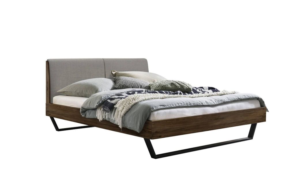 HASENA Designbett Pietro 25 Nussbaum 2023 Polsterkopfteil grey 160x200