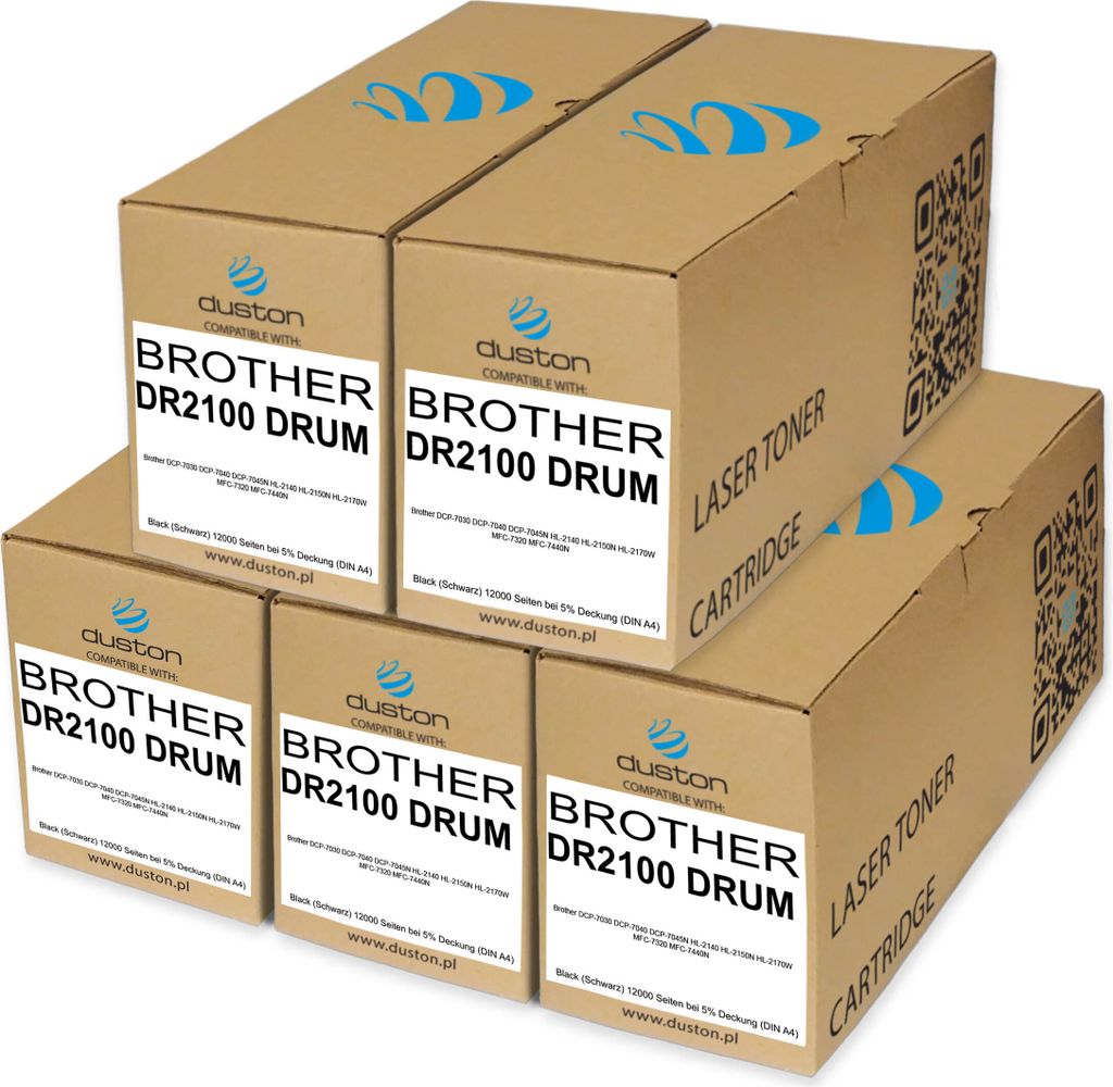 5x DR2100, DR-2100 Band Schwarz kompatibel mit Brother DCP-7030 DCP-7040 DCP-7045N HL-2140 HL-2150N HL-2170W MFC-7320 MFC-7440N