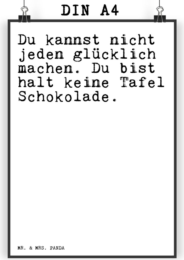 Mr. & Mrs. Panda Bild Du kannst nicht jeden... DIN A4 - Weiß - Geschenk, Sprüche, Kunstdruck, witzig. Fun. Spaß, Brötchen, Süßes, Plakat, Nut...
