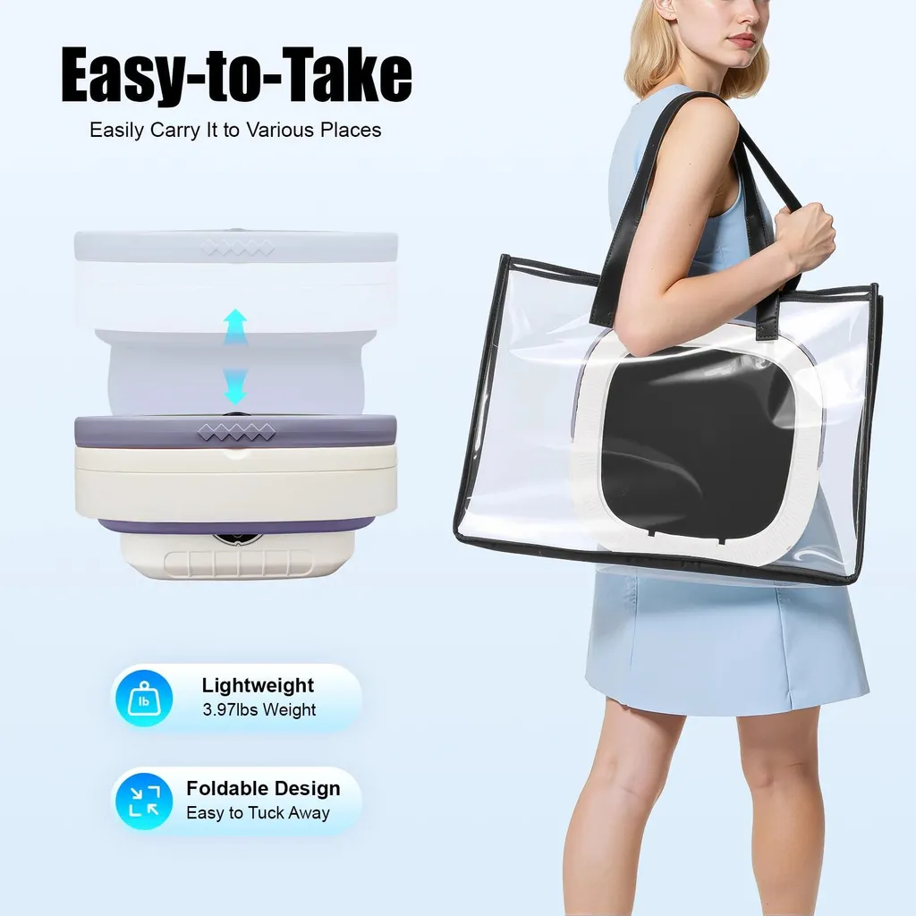 Mini lave-linge portable 12L : la solution pliante pour linge délicat - 4