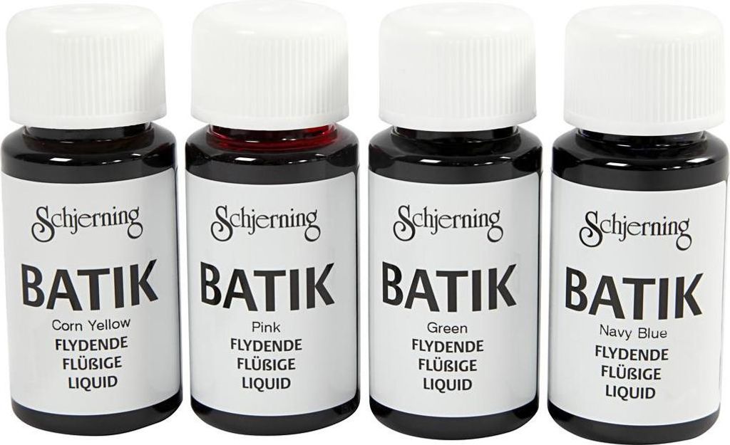 Schjerning Batikfarbe, Marineblau, Grün, Rosa, Orangegelb, 4x50 ml 1 Box