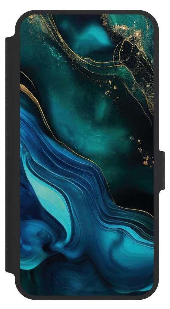 NIVOCASE Klapphülle für Samsung Galaxy A36 5G Handyhülle aus Kunst Leder NIVOflip schwarz Art Farbverlauf Marmor