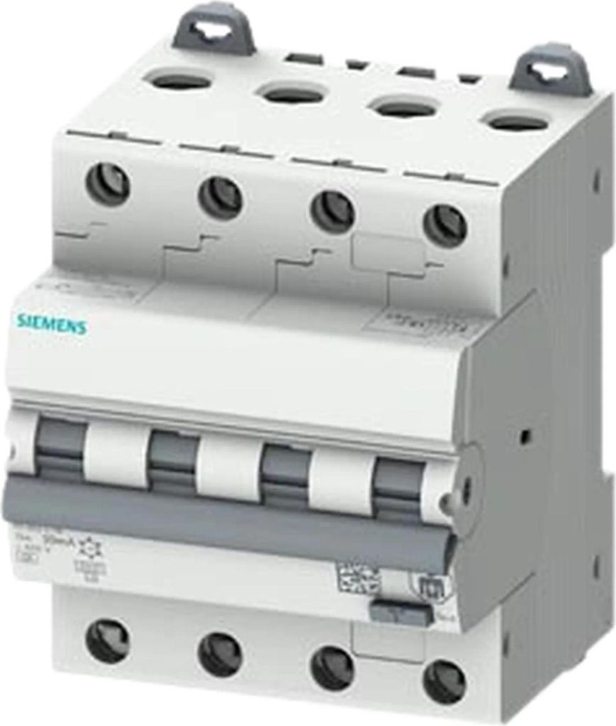 Siemens FI/LS-Schalter, 6 kA, 4P, Typ A, 30 mA, C, 16A, Produktbild 